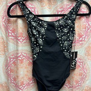 Wear Moi - Tank Leotard with White Floral Design